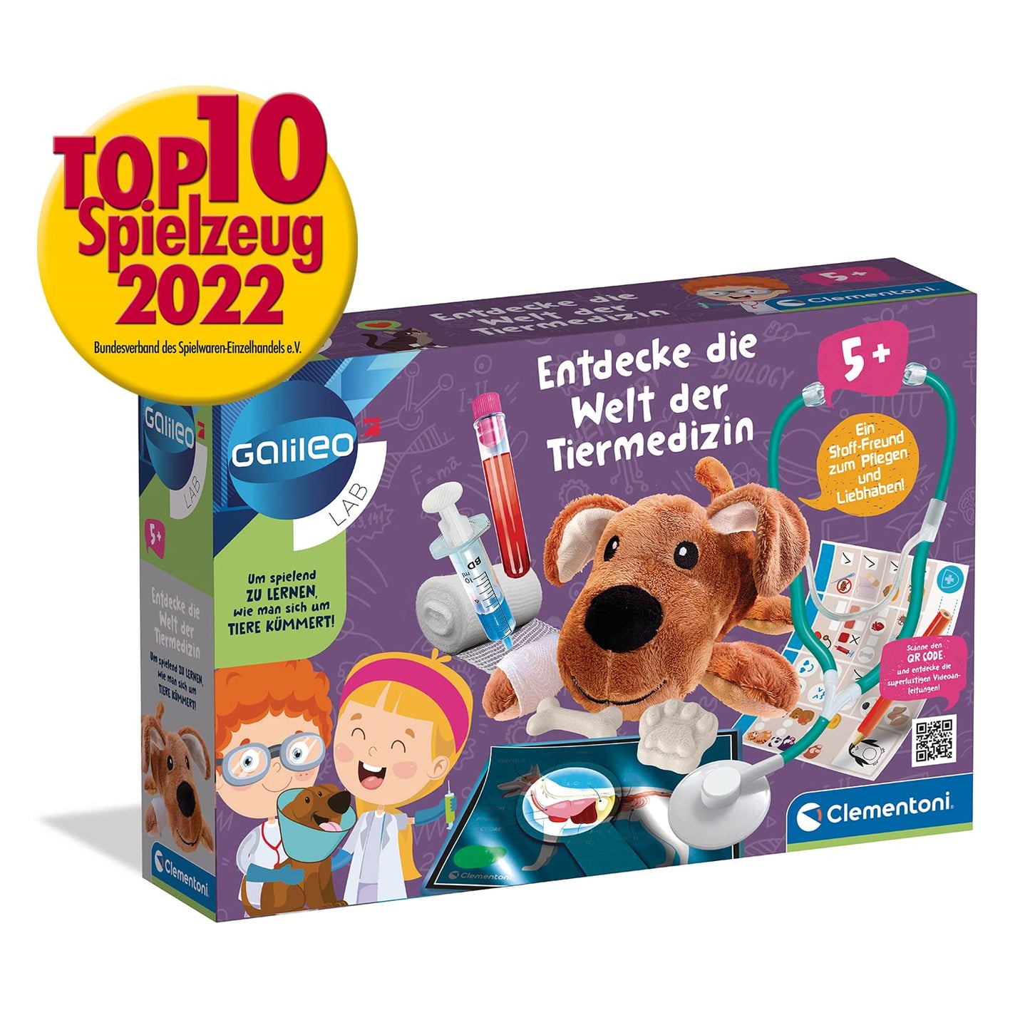 Clementoni Galileo Lab – Descoperă lumea medicinei veterinare, set de joc captivant cu multe ustensile și informații utile, pentru viitorii veterinari de la 5 ani, Clementoni 59262