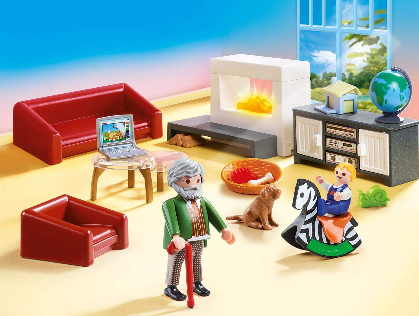 PLAYMOBIL Casa de Păpuși 70207 - Living Confortabil cu Efect de Lumină, Recomandat de la 4 Ani