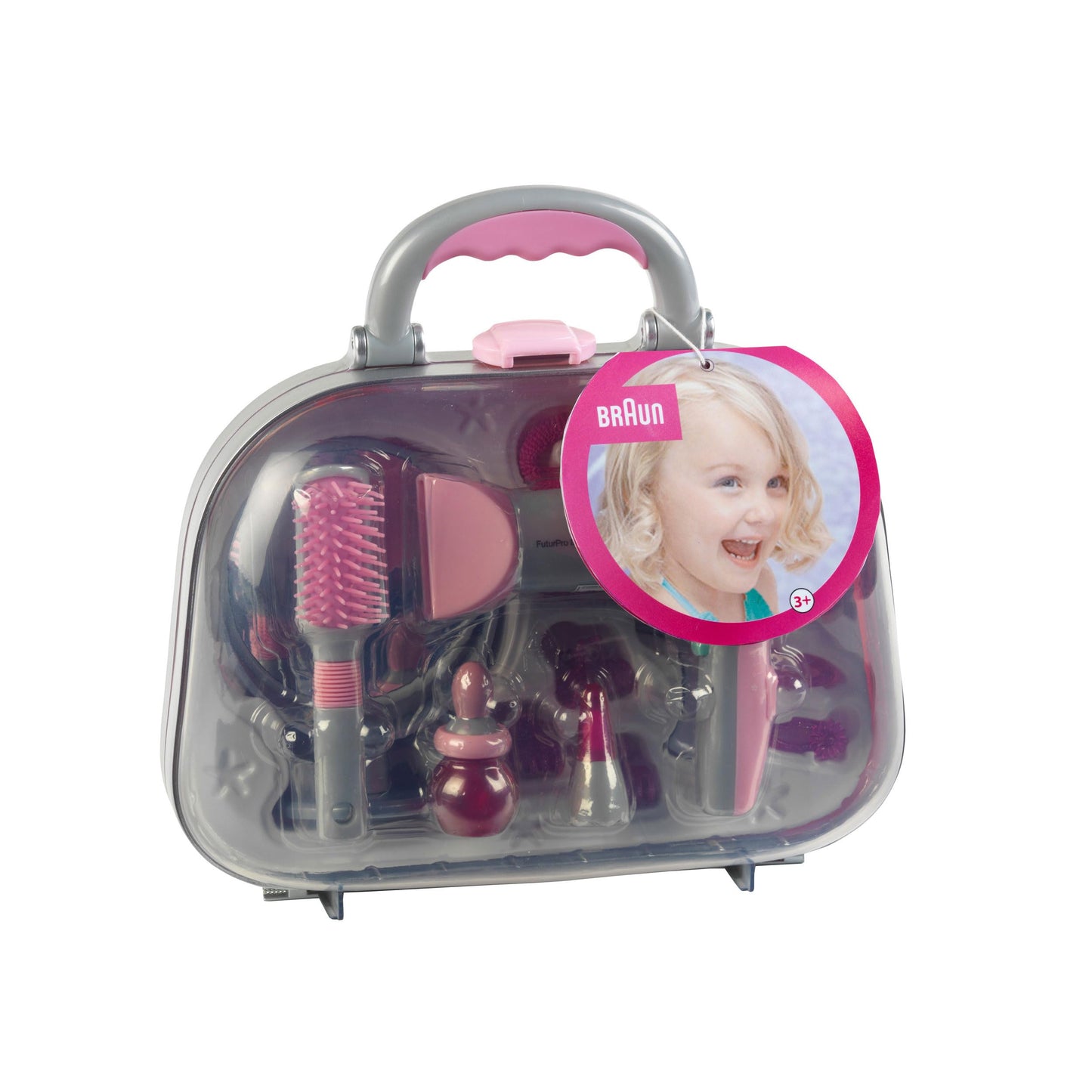 Theo Klein 5855 Set de Frizerie cu Uscător de Păr Maro | Cu Oglindă, Pieptene și Accesorii de Styling | Valiză Rezistentă cu Uscător de Păr cu Baterii | Dimensiuni: 27,5cm x 11cm x 22,2cm | Jucărie pentru Copii de la 3 Ani