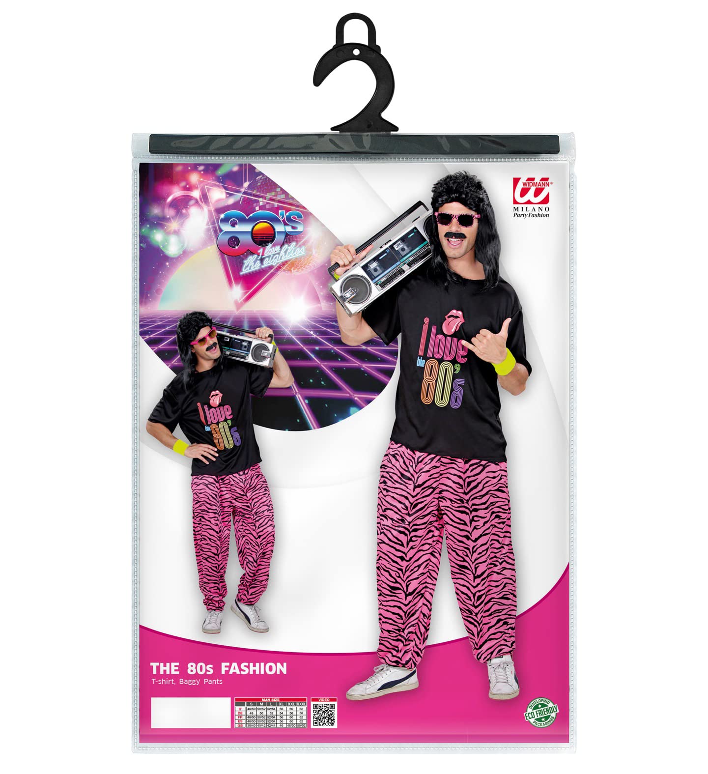 Costum de petrecere WIDMANN MILANO - Outfit anii '80, T-Shirt și pantaloni largi, costume de carnaval, petrecere Bad Taste