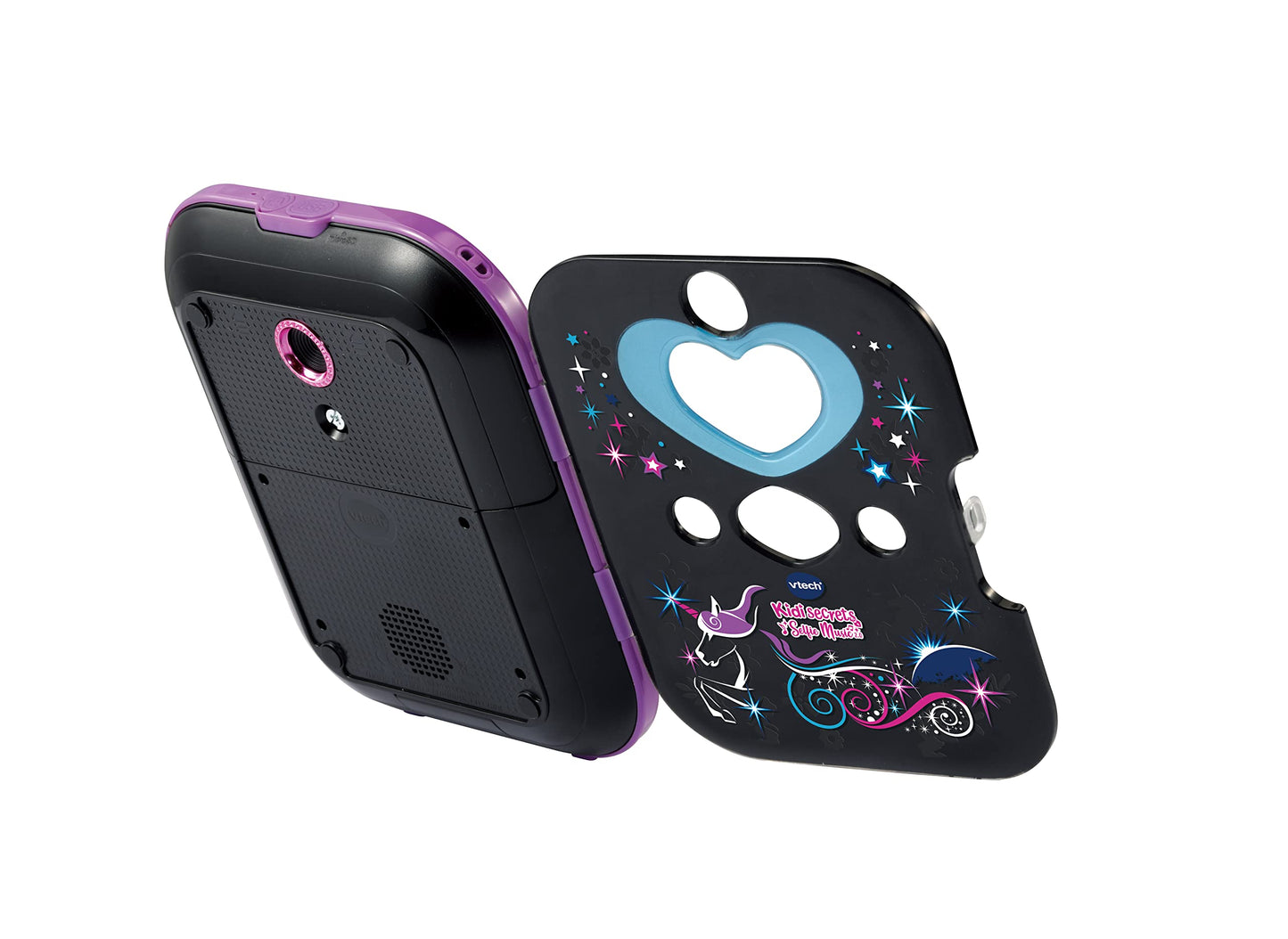 VTech Kidisecrets Selfie Music 2.0 negru – Jurnal pentru copii cu 2 camere, MP3 player, recunoaștere facială și efecte de lumină – Pentru copii de 6-12 ani