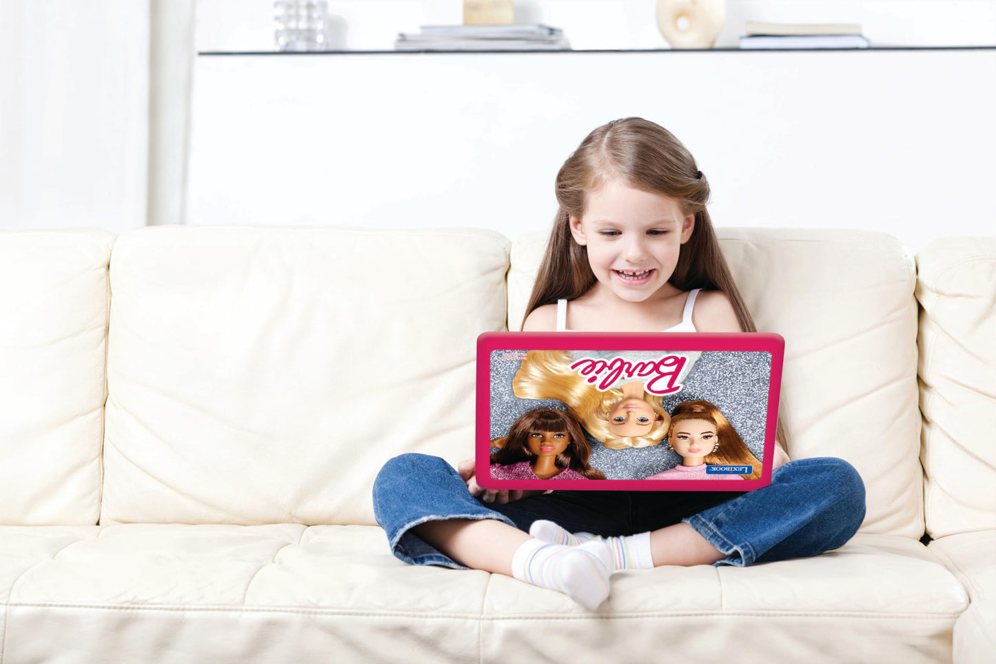 Laptop educativ Lexibook JC598BBi5 Barbie, bilingv (engleză/italiană), cu 124 de activități pentru învățare, joacă și muzică, roz.