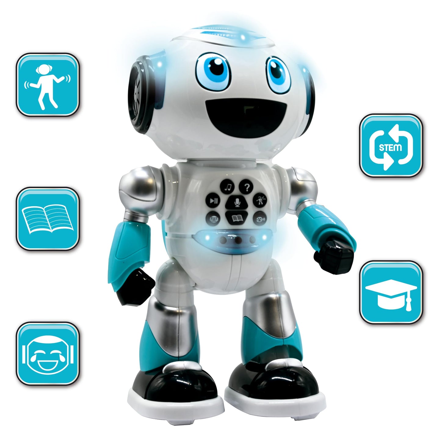 Lexibook - Powerman Advance - Robot interactiv și educativ pentru copii, se mișcă, dansează, redă muzică, spune povești, programabil STEM - ROB28DE