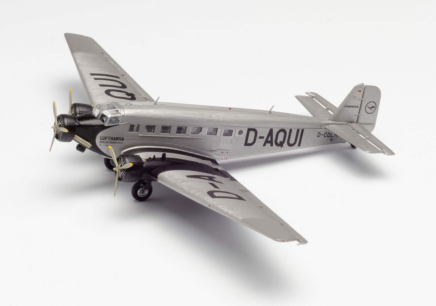 Avion jucarie Herpa 609395 19040 – Junkers Ju-52/3 m, Lufthansa D-Aqui, Model militar, avion de zbor, model de avion, miniatură, obiect de colecție, plastic - Scara 1:160