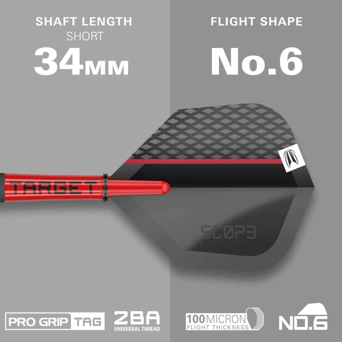 Set de Steeldarts Target Darts Scope Swiss Point, 90% Tungsten, 22G | Darts Profesionale Roșii și Negre, cu Swiss Points și Unelte