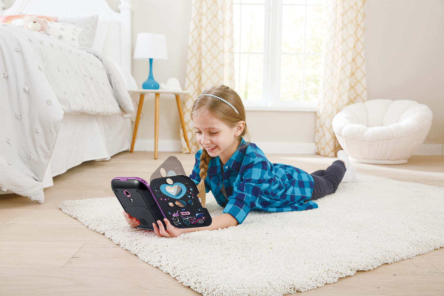 VTech Kidisecrets Selfie Music 2.0 negru – Jurnal pentru copii cu 2 camere, MP3 player, recunoaștere facială și efecte de lumină – Pentru copii de 6-12 ani