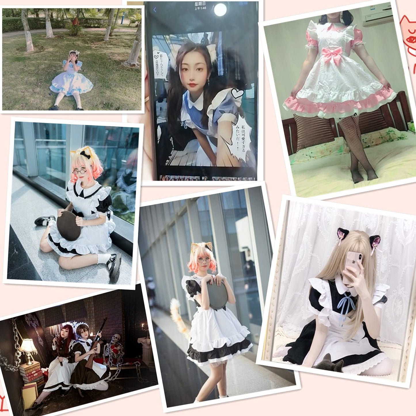 Wannsee Costum menajeră Lolita anime, 6 piese, albastru
