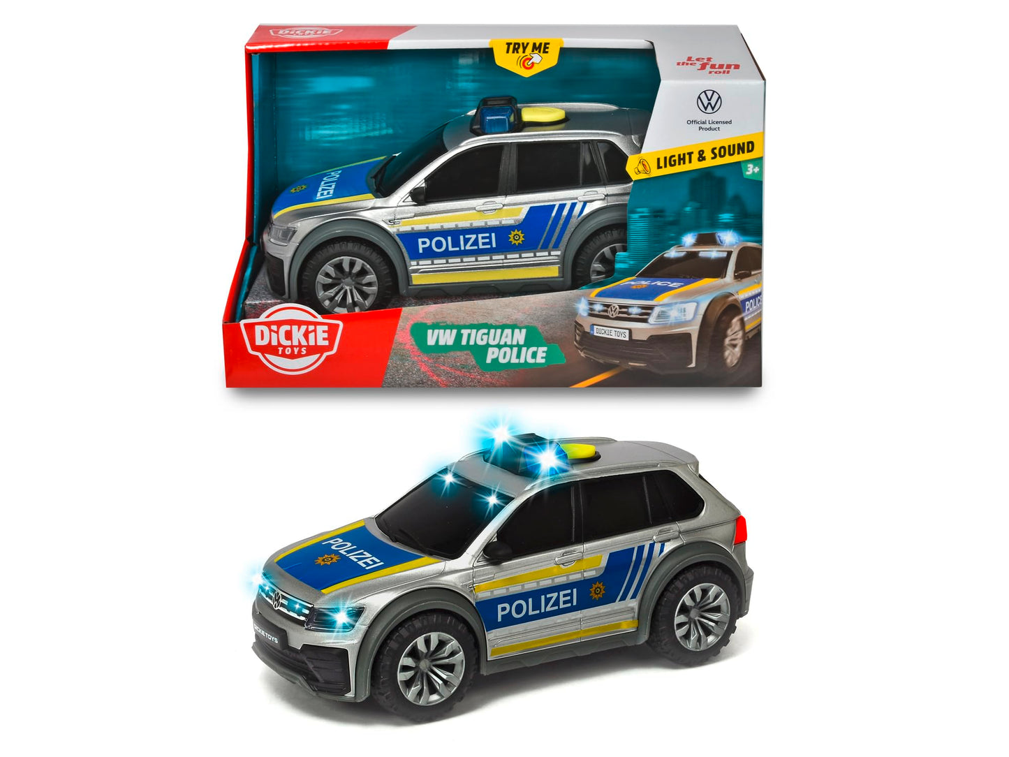 Dickie Toys VW Tiguan R-Line Mașinuță Poliție SUV cu lumină și sunet 25 cm de la 3 ani