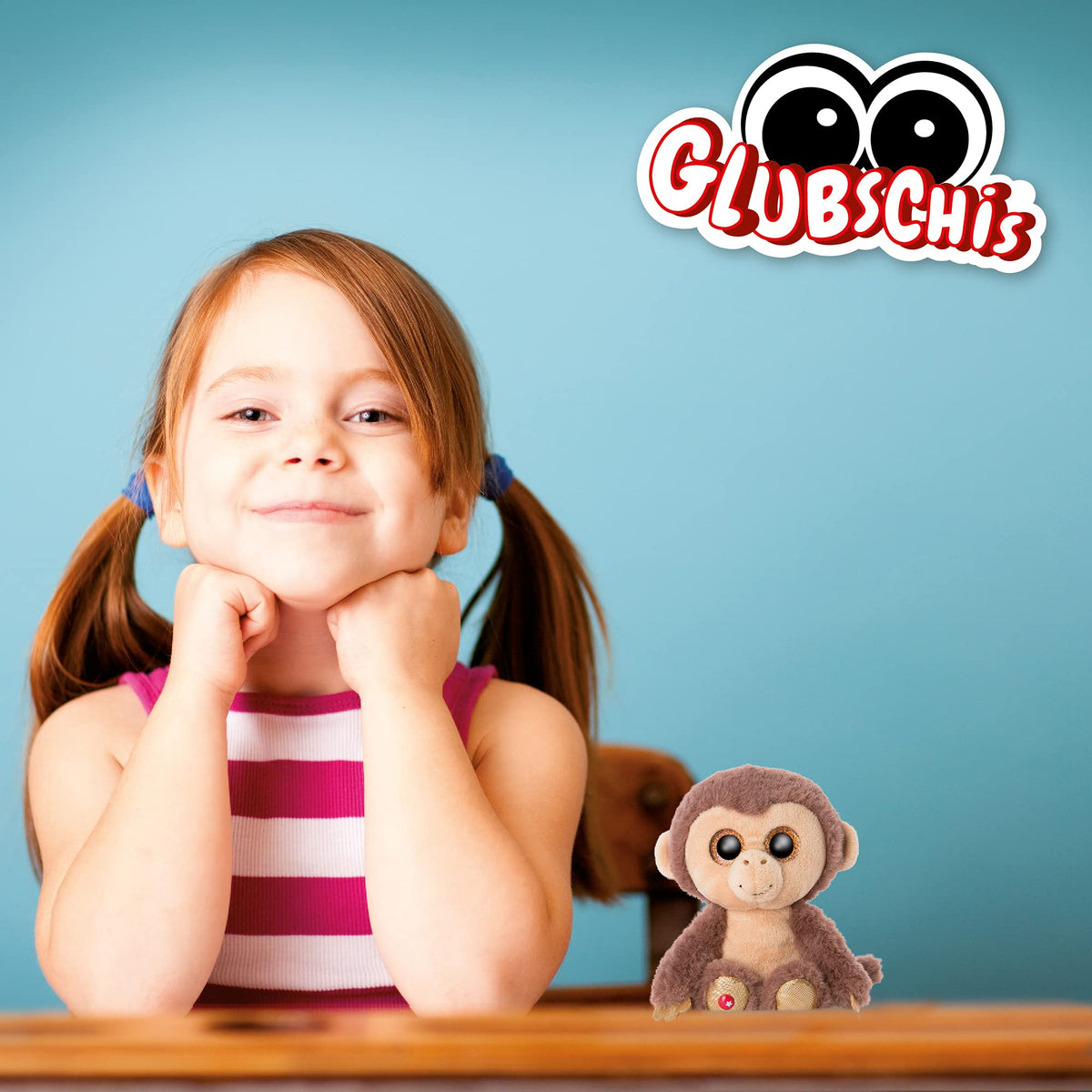 NICI Glubschis Hobson Păpușă de pluș maimuță cu ochi mari sclipitori 25 cm