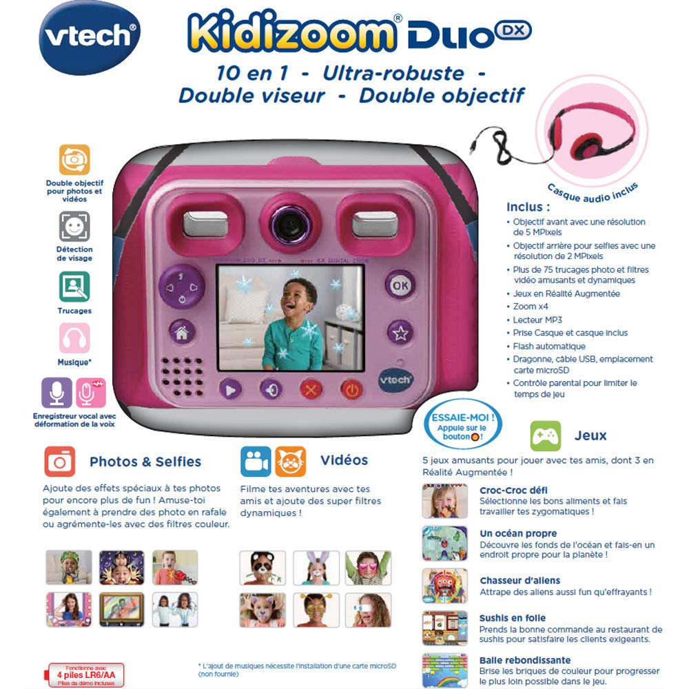 VTech Kidizoom Duo DX Cameră pentru copii, roz