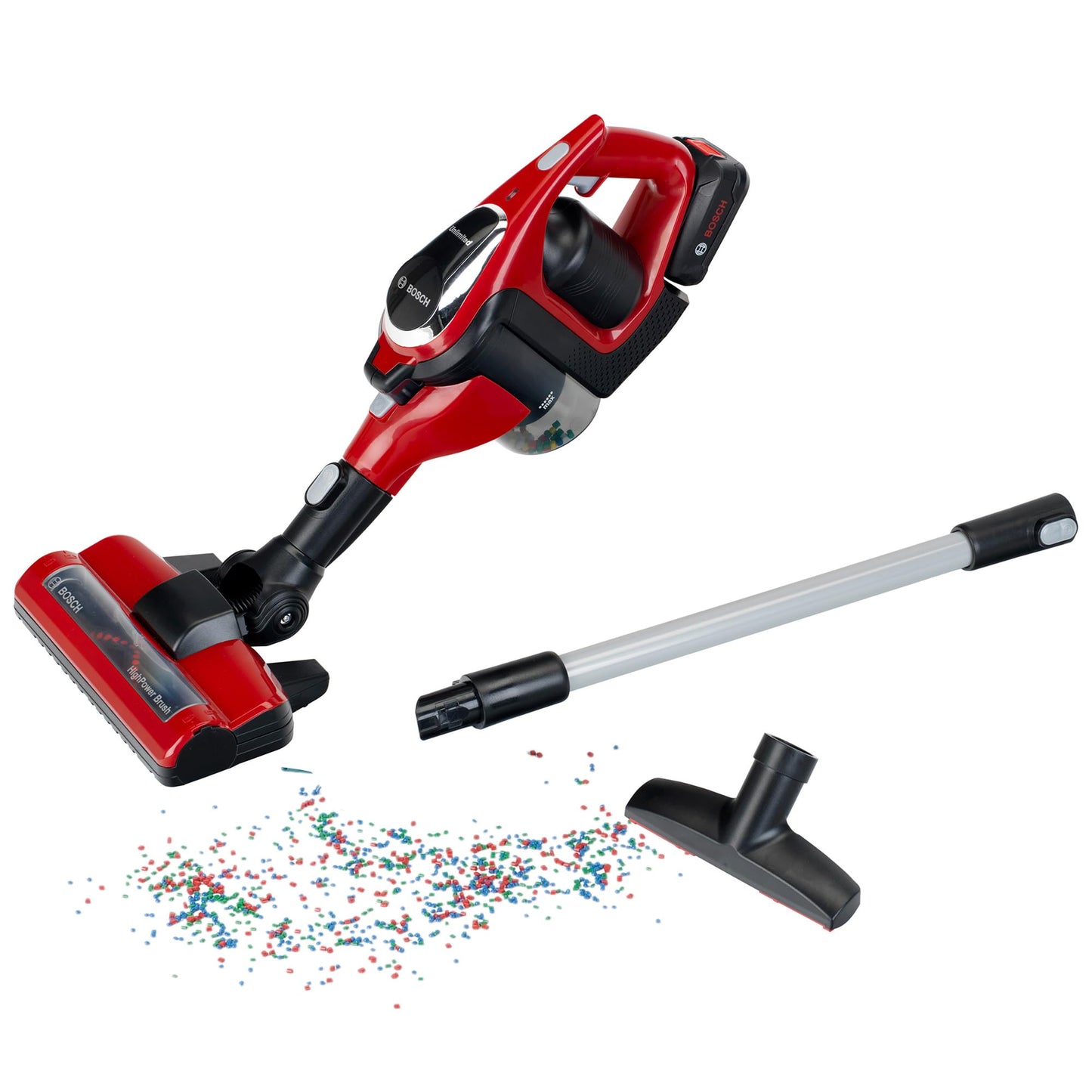 Theo Klein 6808 Bosch Aspirator | Aspirator interactiv și oficial licențiat Bosch | Aspirator cu funcție de aspirație și sunet, funcționează pe baterii | Jucărie pentru copii de la 3 ani