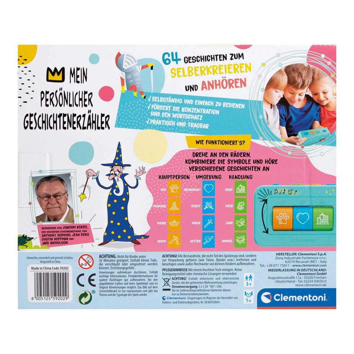 Clementoni Povestitor - Distracție audio interactivă pentru copii de la 3 ani - Povești captivante de noapte bună cu povești preferate personalizate - 59202