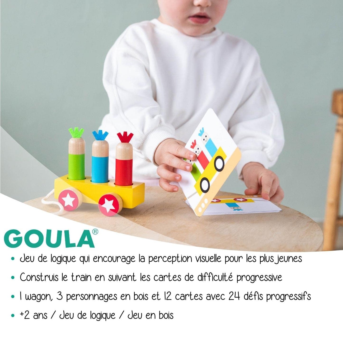 Goula - Trenul Logic - Jocuri de Logică pentru Copii Montessori - De la 2 Ani