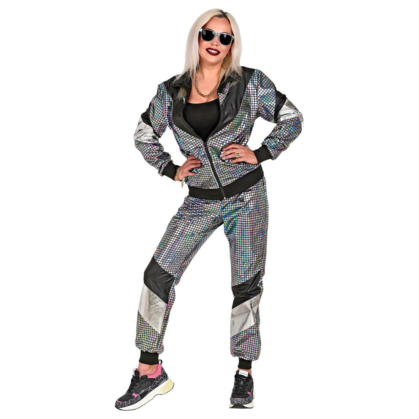Widmann - Costum Trainingsanzug Disco, Outfit 80er, Jogginganzug, Bad Taste, Costum Carnaval, L (DE 52)