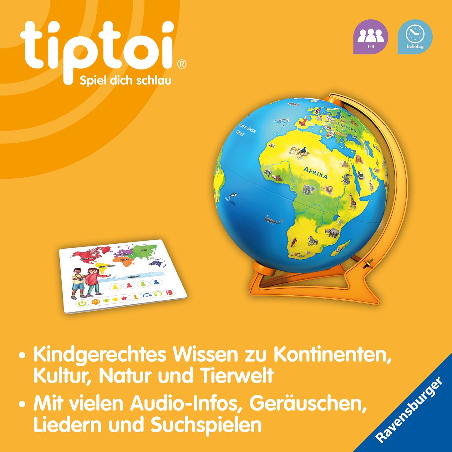 Ravensburger tiptoi 00115 - Globus Interactiv pentru Juniori - Jucărie pentru Copii de 4 Ani pentru Descoperirea Lumii