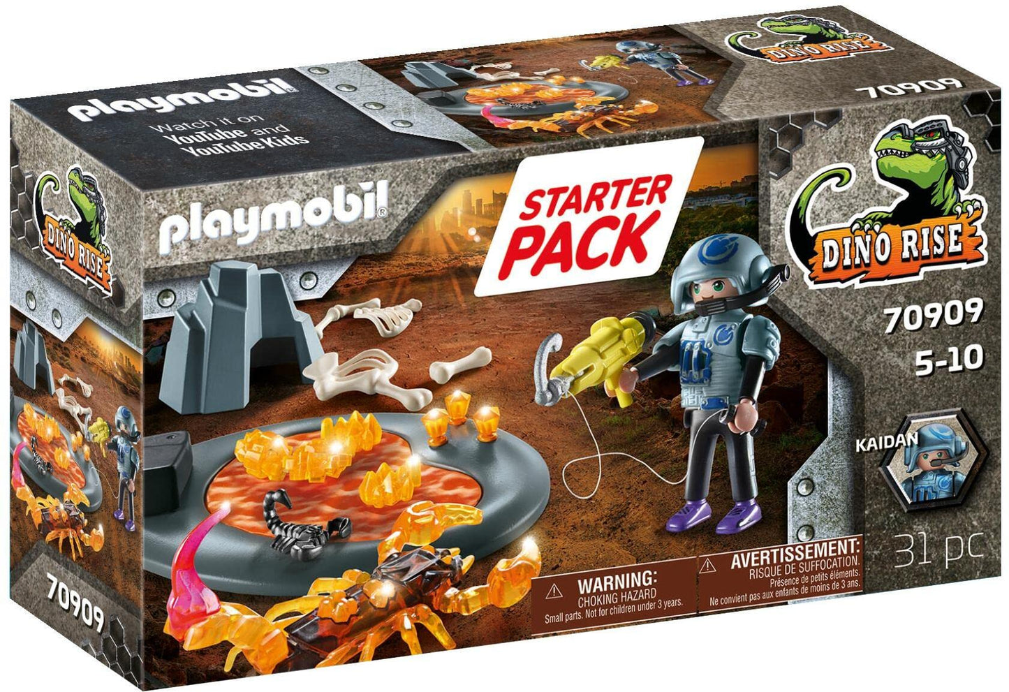 PLAYMOBIL Dino Rise 70909 Starter Pack - Lupta împotriva Scorpionului de Foc, Jucărie pentru Copii de la 5 Ani