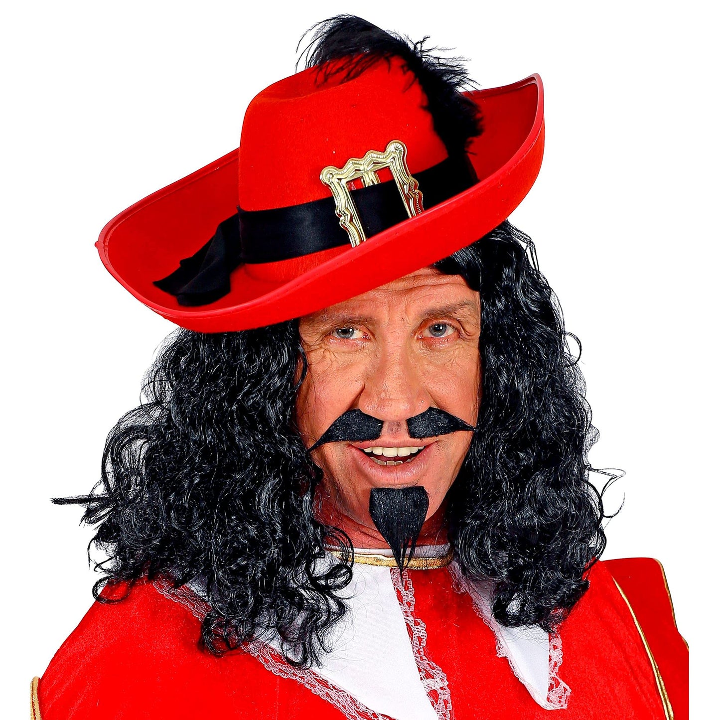 Peruca Musketier neagră cu mustață și barbă - WIDMANN MILANO 01166, pentru carnaval și petreceri tematice