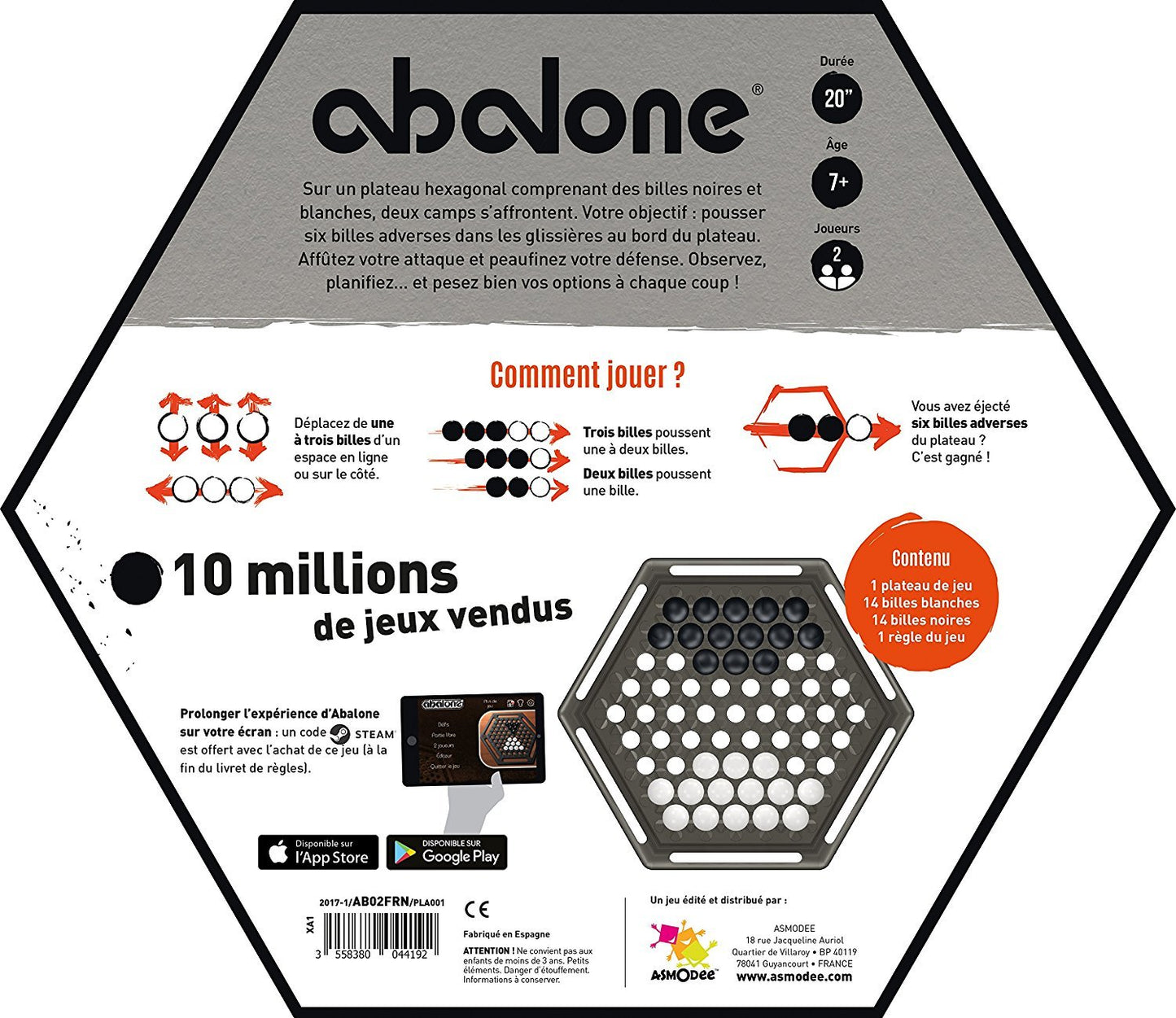 Asmodee – AB02FRN – Joc Abalone (versiunea în limba franceză)
