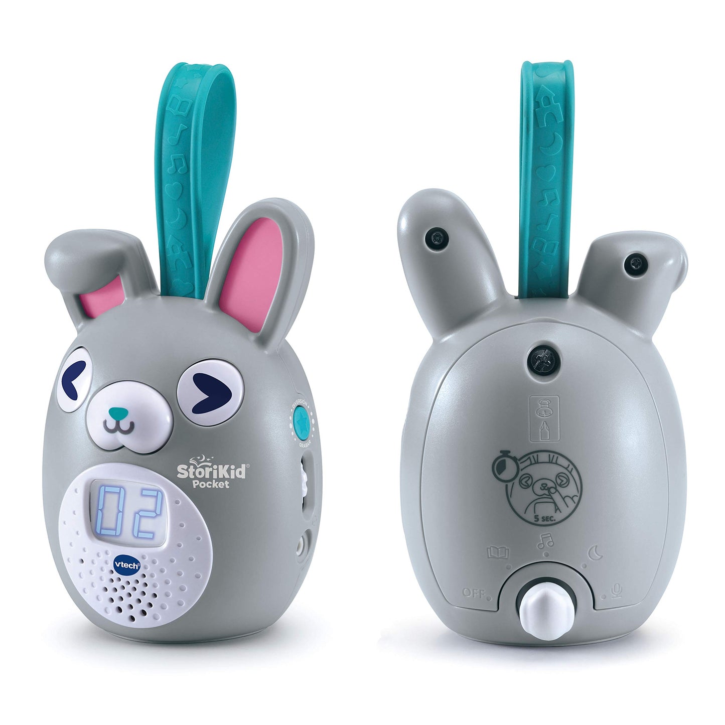 VTech StoriKid Pocket - Povestitor pentru copii, jucărie portabilă pentru bebeluși de la 6 luni, salvează povești, timer, versiune ESP, gri