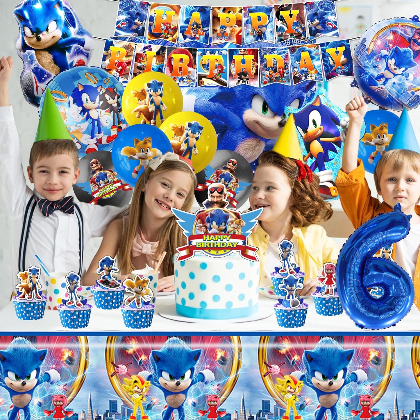 miazcww WB89 Set de petrecere pentru ziua de naștere 101 piese decor pentru 6 ani