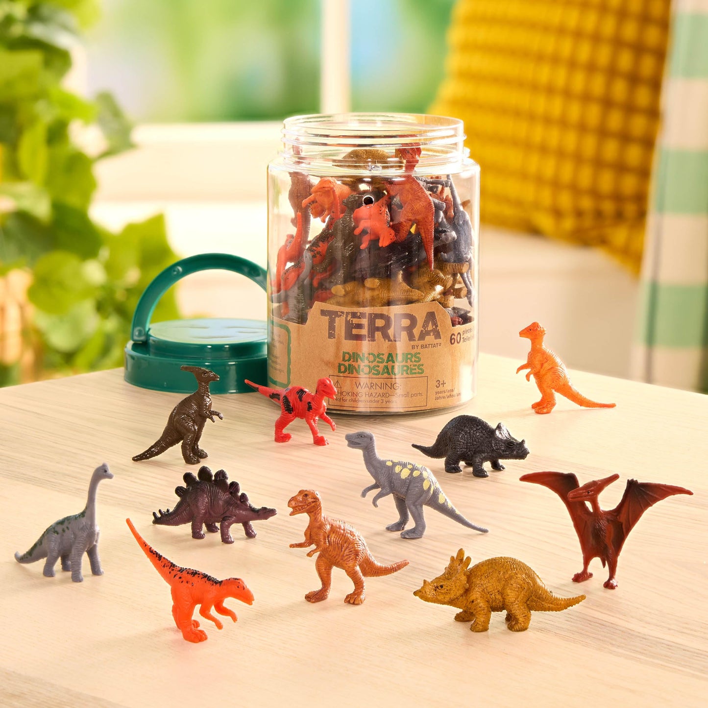 Terra by Battat – Set de 60 Piese dinozauri – 12 miniaturi realiste – tiranosaur, brontosaur, triceratops și altele – 3 ani +
