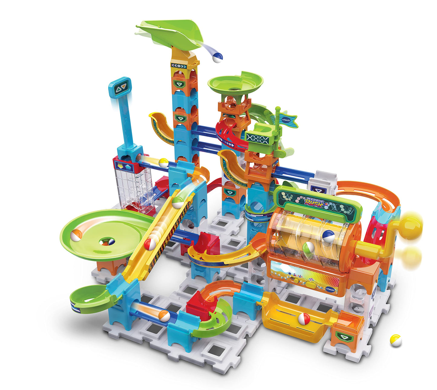 VTech Marble Rush - Set Super Acțiune L100 E – Pista interactivă cu lumini și sunete, elemente captivante și opțiuni de construcție – Pentru copii 4-12 ani