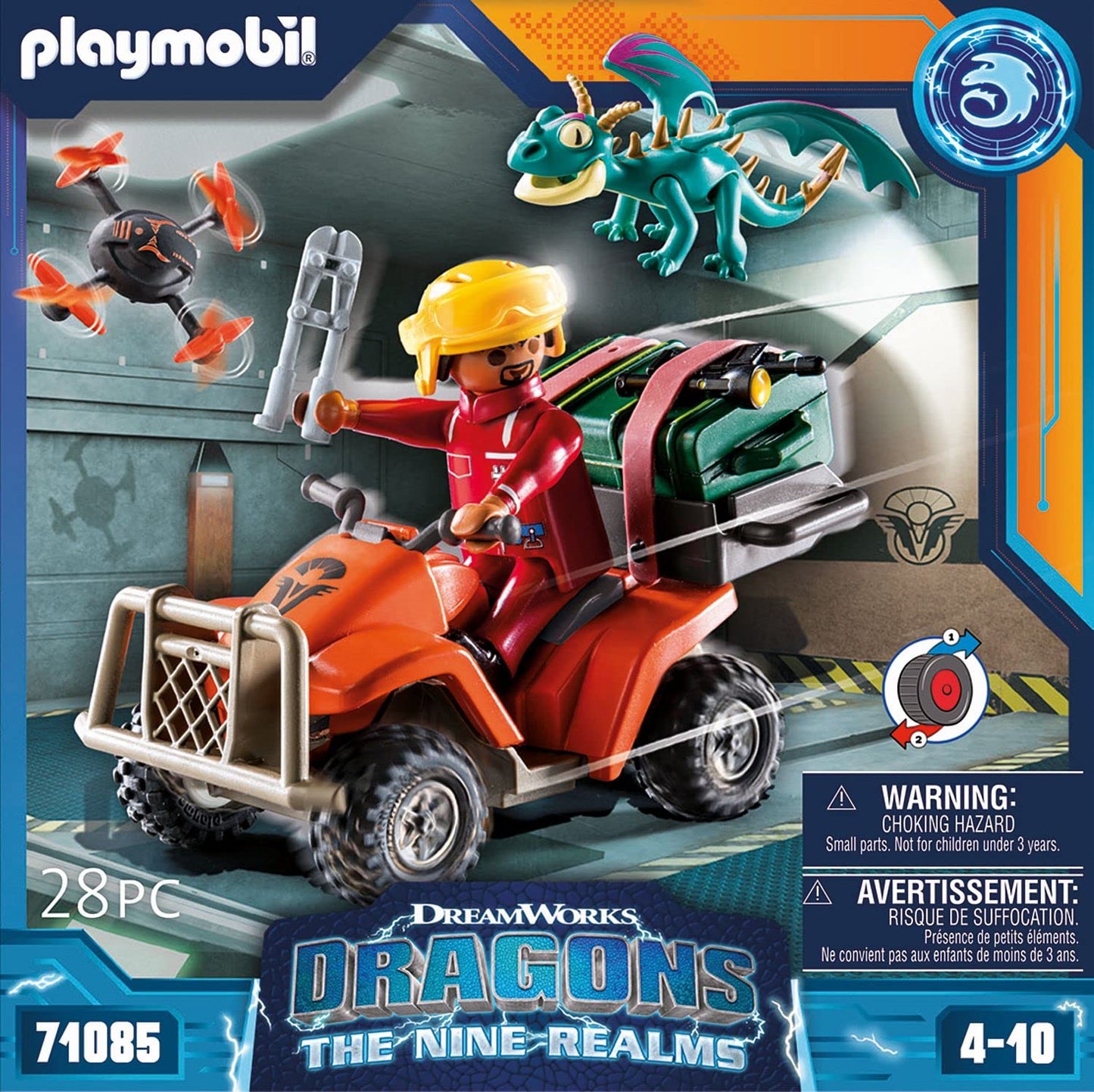 PLAYMOBIL DreamWorks Dragons 71085 - Icaris Quad & Phil, Figurina Dragon, Jucărie pentru copii de la 4 ani