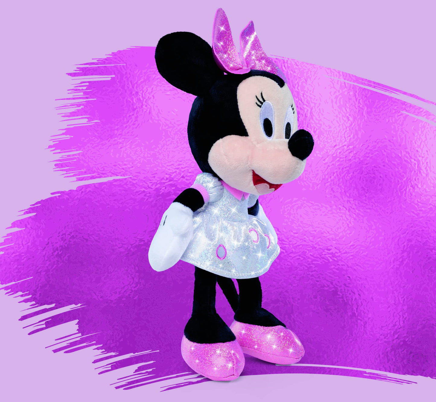 Simba 6315870396 - Minnie Mouse Strălucitoare, 25cm, Pluș, Articol Jubilare Disney 100 Ani, pentru primele luni de viață