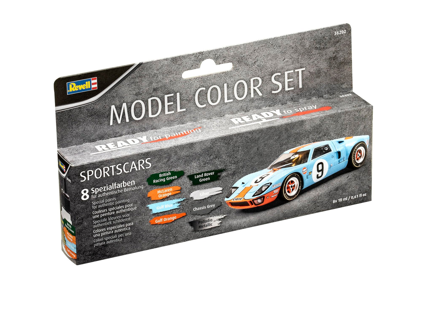 Revell 36202 Set de vopsele pentru mașini sport 8 culori pentru modelism