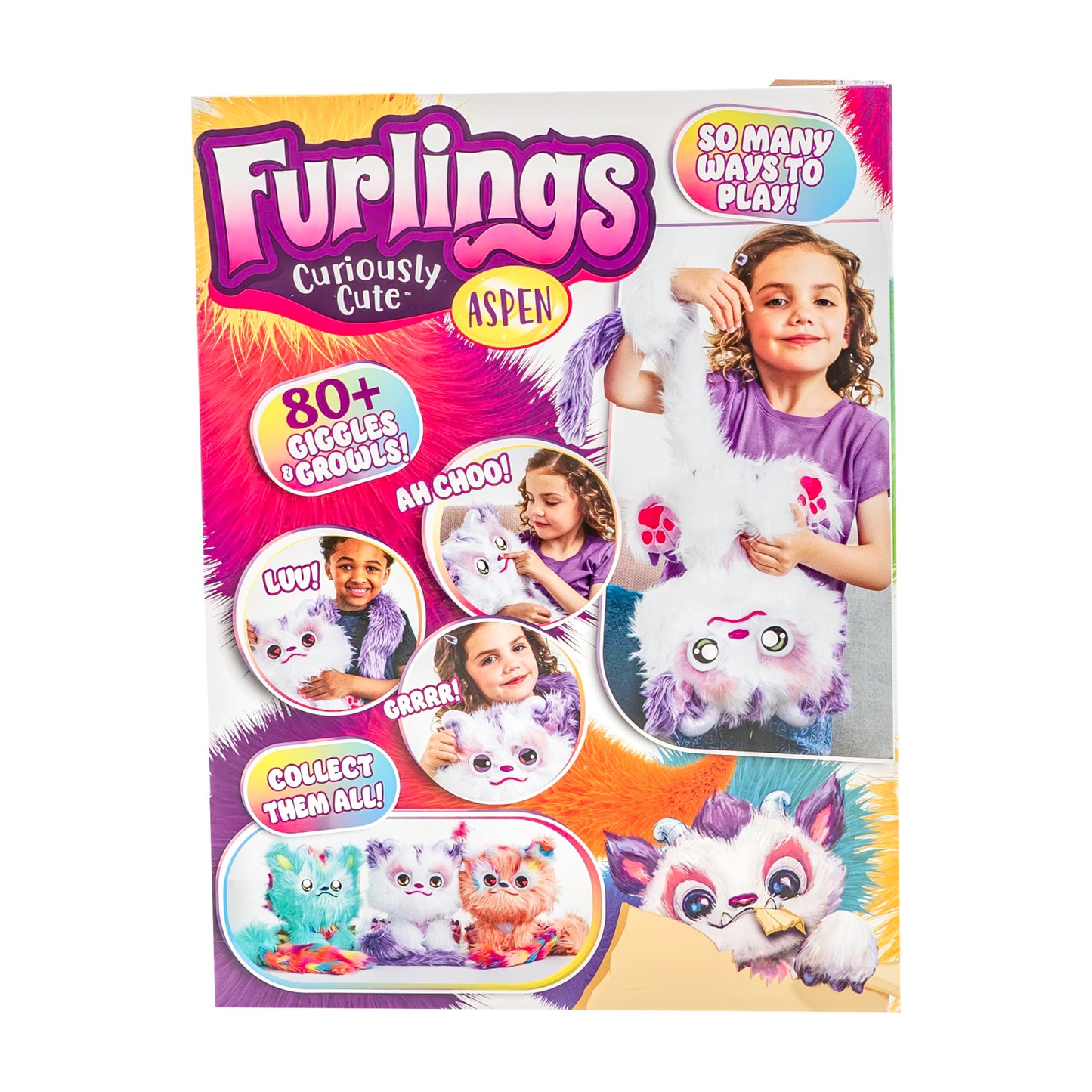 Furlings Aspen | Yeti de pluș interactiv pentru copii | Peste 80 de reacții realiste | Jucărie pentru copii de la 3 ani, cadou de ziua de naștere, alb