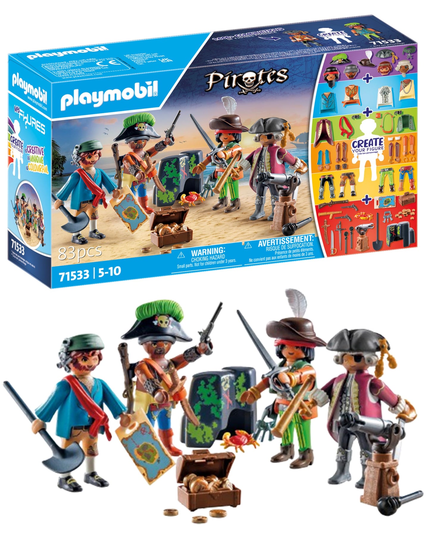 PLAYMOBIL | Pirați | MyFigures | Crearea propriilor figuri de pirați | Jucărie pentru copii de la 5 ani | 71533