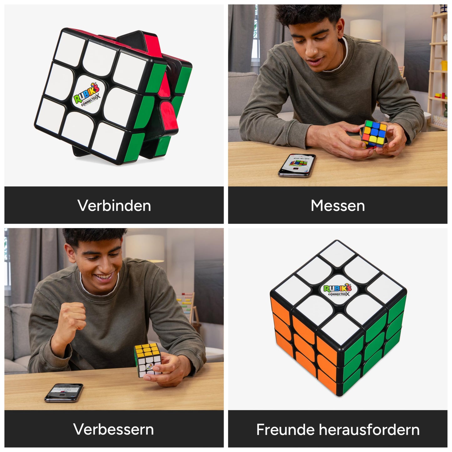 Cubul Rubik's ConnectedX - Cub 3x3 electronic pentru începători și profesioniști, conexiune Bluetooth la aplicație, ajutor pentru rezolvare, jocuri și provocări, recomandat de la 8 ani.