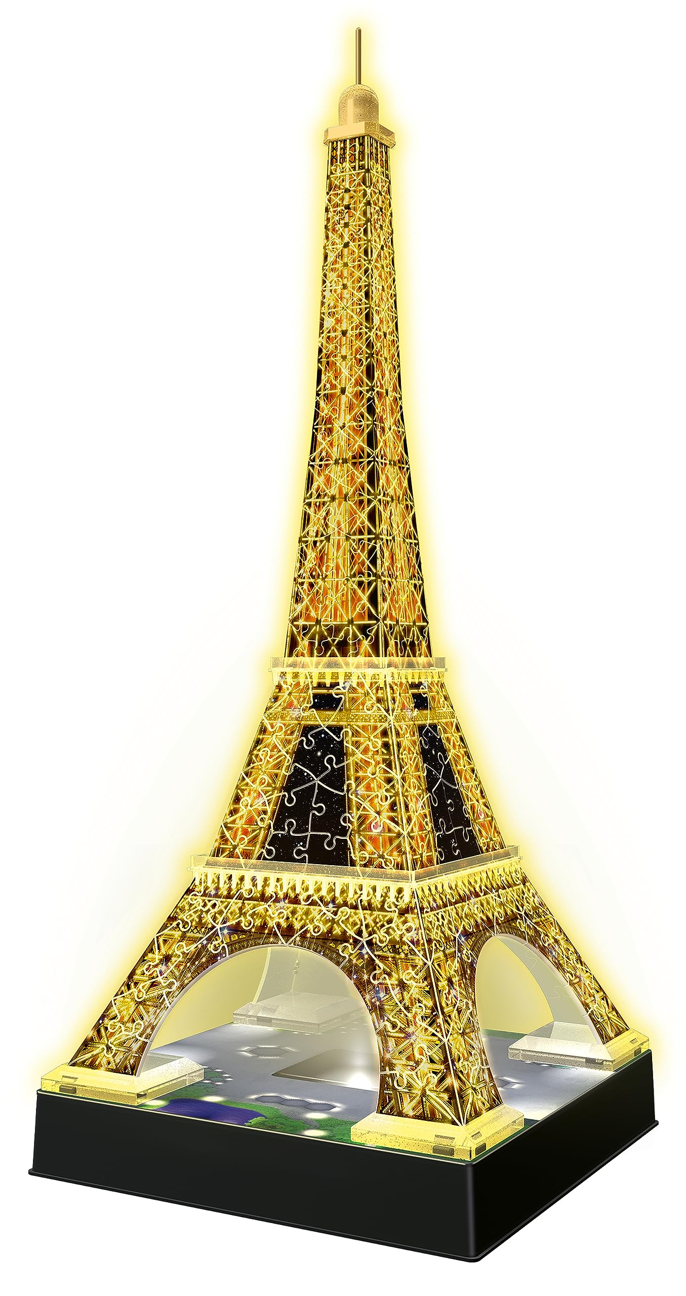 Puzzle 3D Ravensburger 12579 - Turnul Eiffel Night Edition - Model 3D iluminat cu LED, de construit - Recomandat de la 10 ani