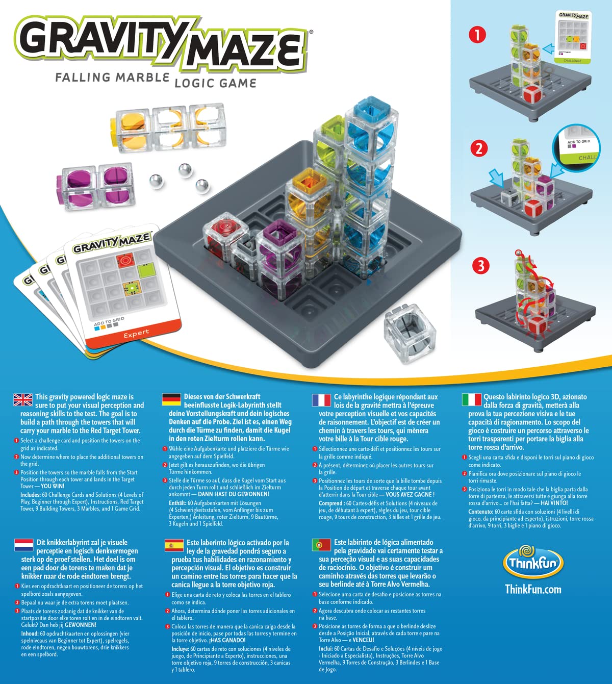 ThinkFun 76433 Joc de logică Gravity Maze Labirint cu bile captivant pentru copii de la 8 ani
