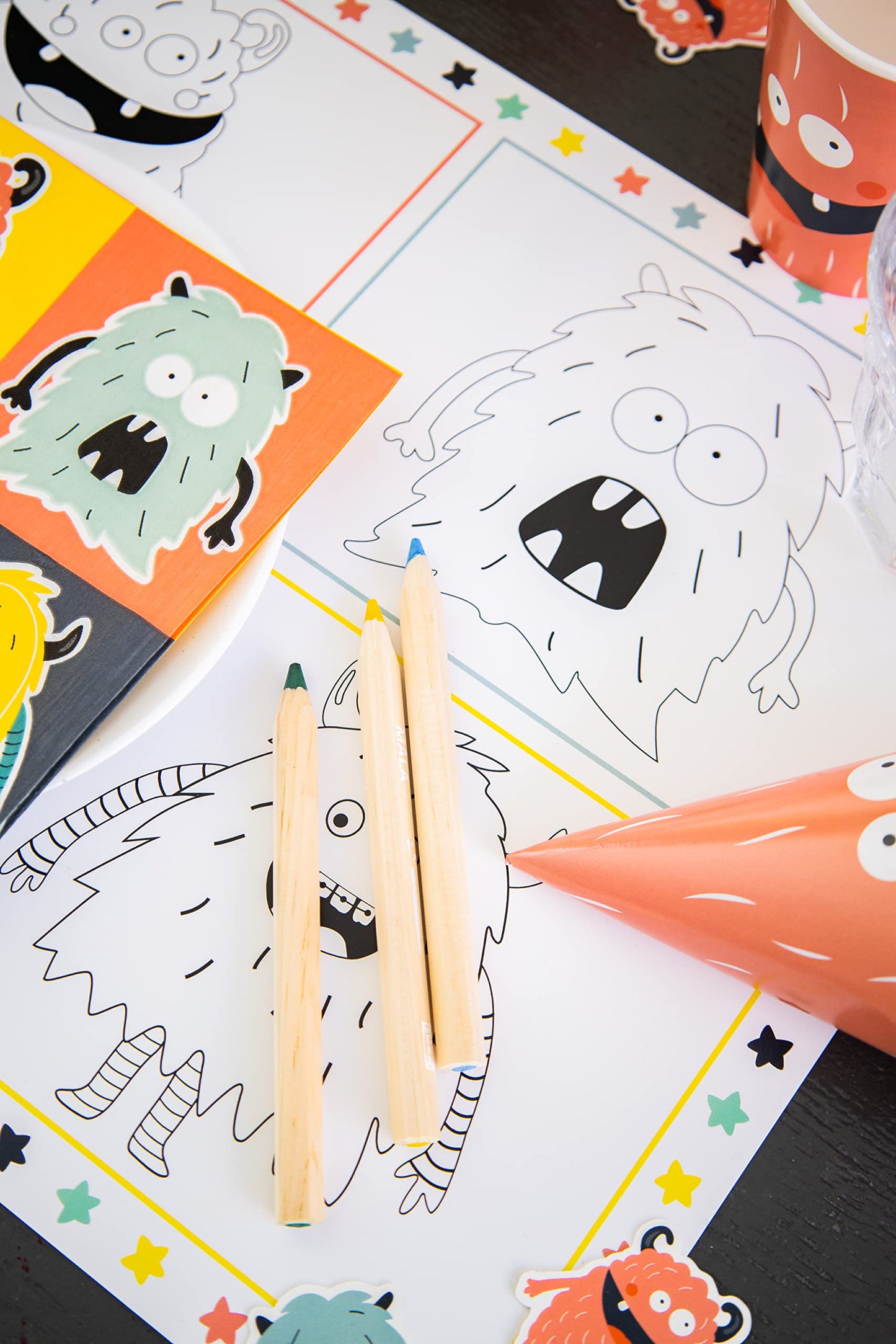 Coifuri petrecere onomastica din hârtie Monster Bash - 6 bucăți, cartoon, multicolore