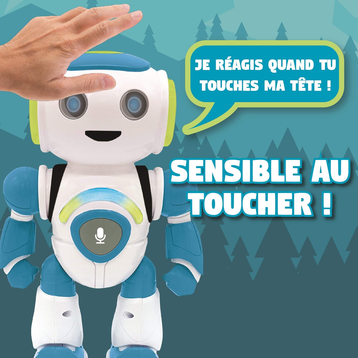 Robot inteligent Lexibook ROB20FR Jr. - citește gânduri, dansează, cântă, quizuri cu animale, karaoke programabil, STEM, albastru/verde (versiune franceză)
