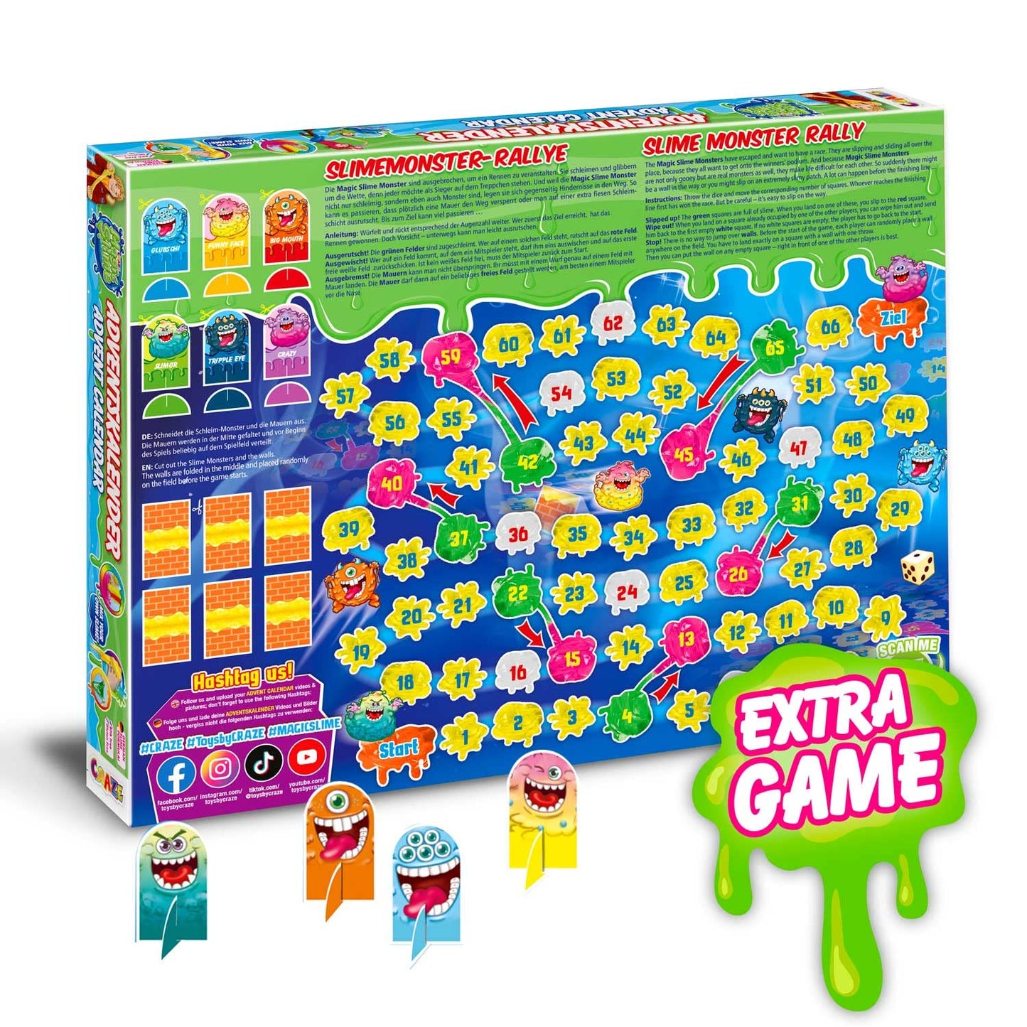 CRAZE MAGIE SLIME CALENDAR DE ADVENT pentru copii - Calendar de Crăciun cu slime pentru fete și băieți, calendar de jucării cu slime pentru copii