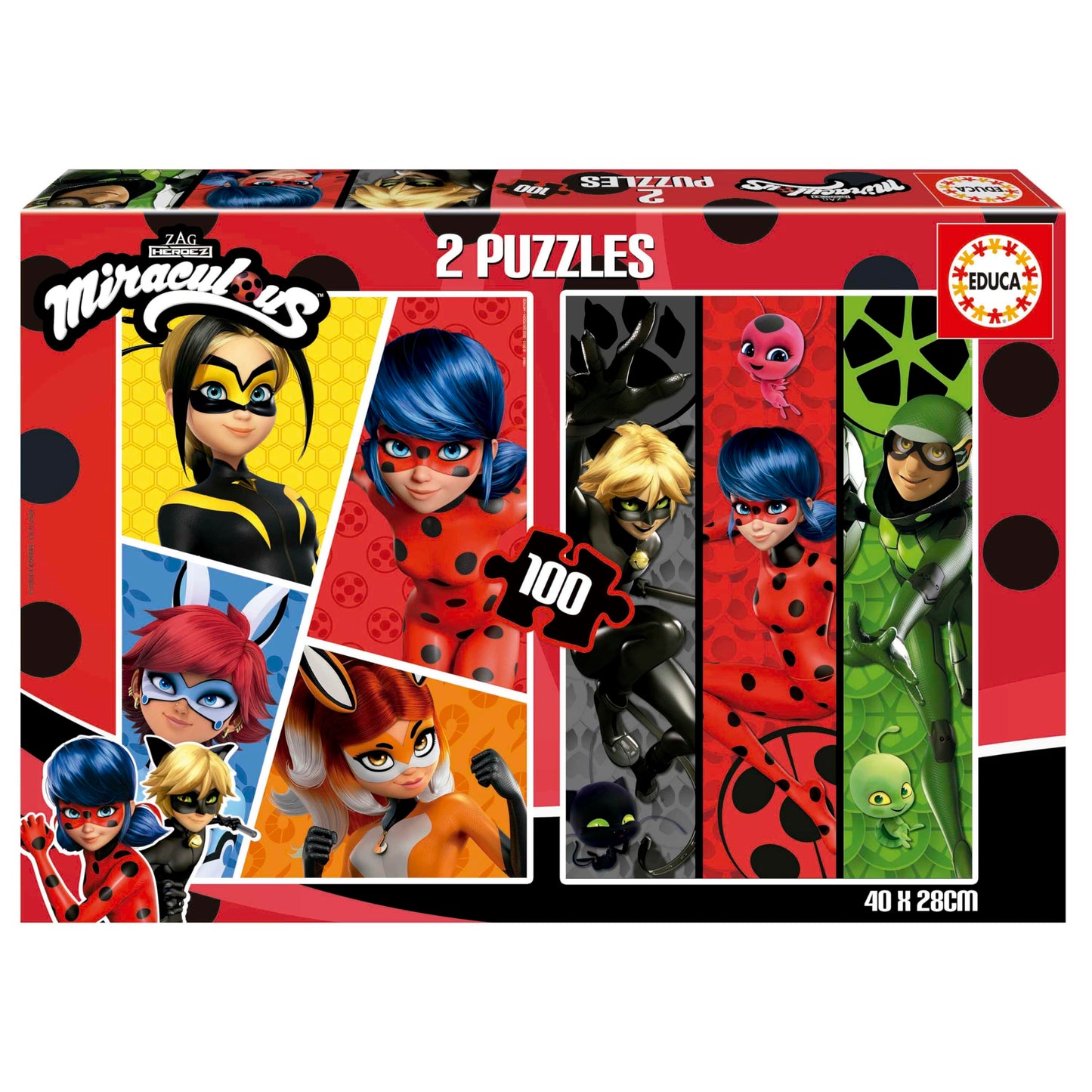 Educa - Set de 2 puzzle-uri pentru copii cu 100 de piese. Buburuza. Dimensiune: 40 x 28 cm. Recomandat pentru copii de la 6 ani (19969)
