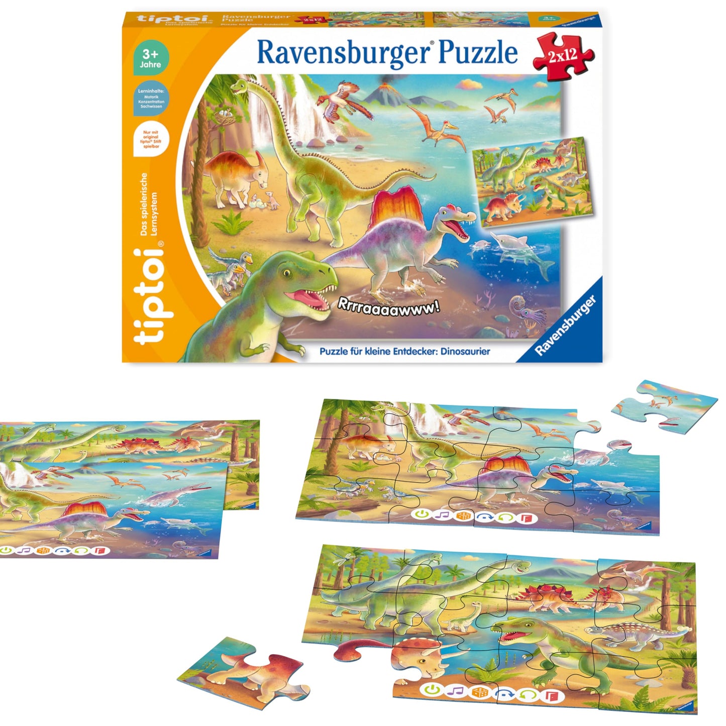 Ravensburger tiptoi 00198 Puzzle Dinozauri, 3+ ani