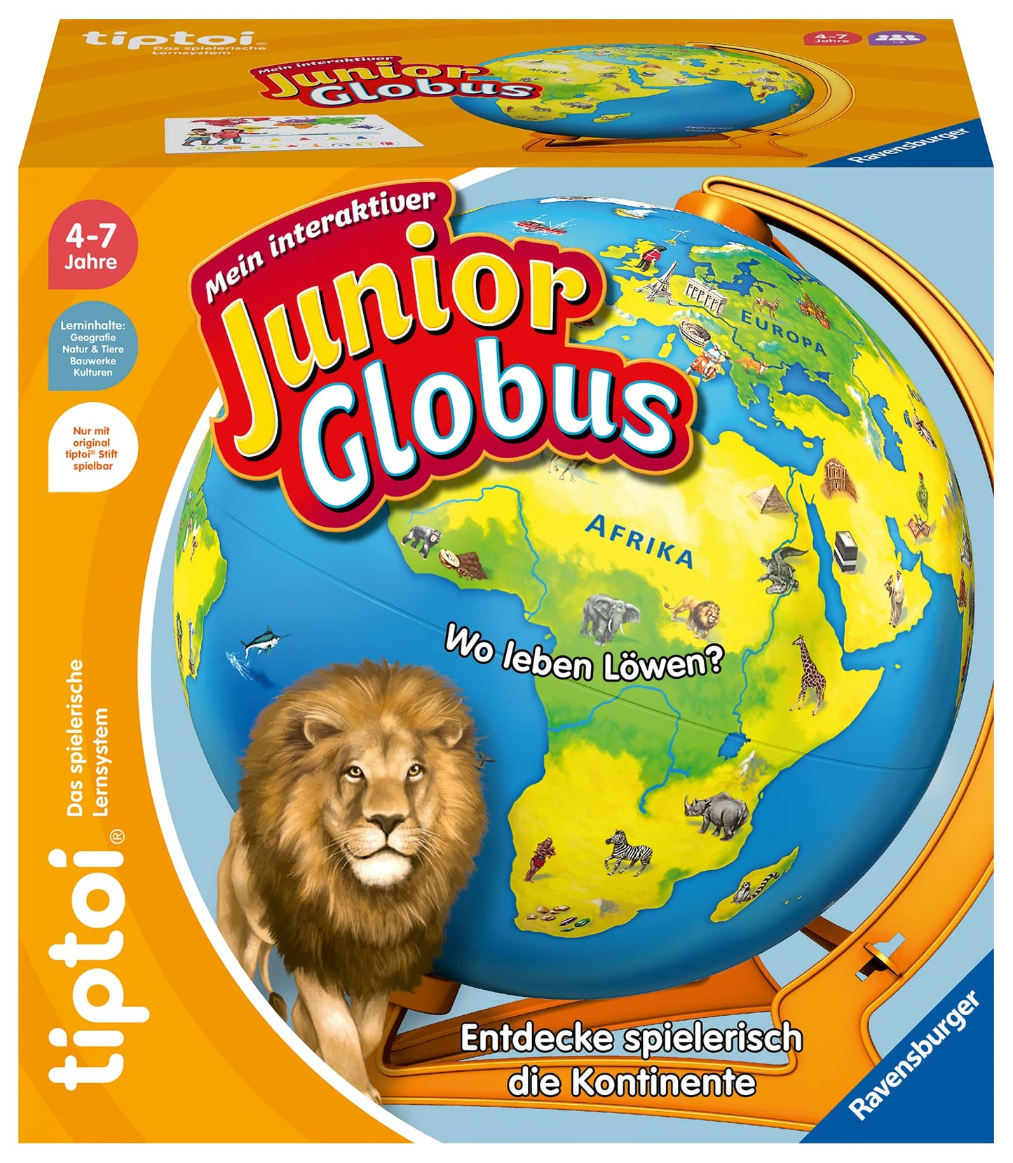 Ravensburger tiptoi 00115 - Globus Interactiv pentru Juniori - Jucărie pentru Copii de 4 Ani pentru Descoperirea Lumii