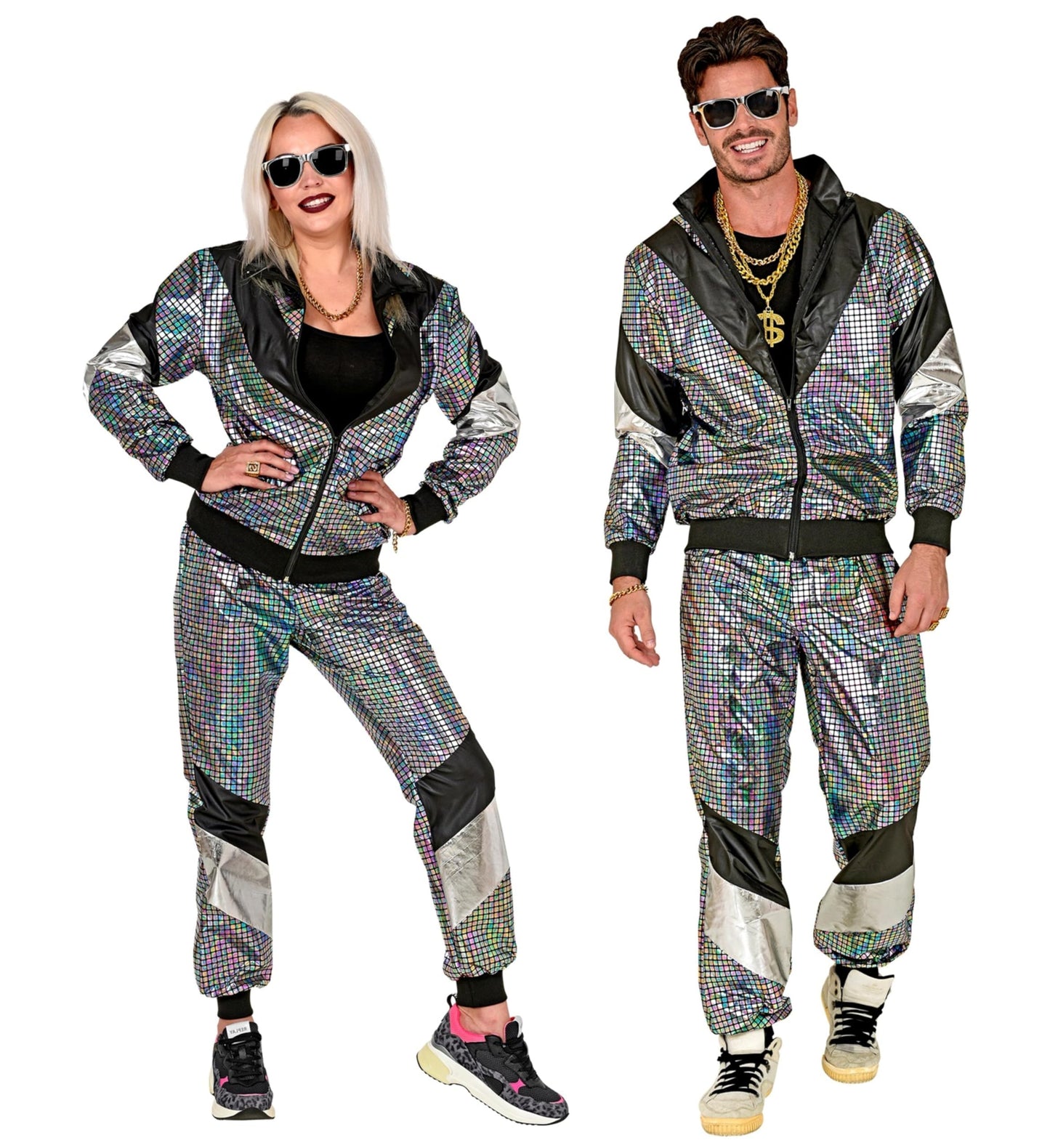 Widmann - Costum Trainingsanzug Disco, Outfit 80er, Jogginganzug, Bad Taste, Costum Carnaval, L (DE 52)