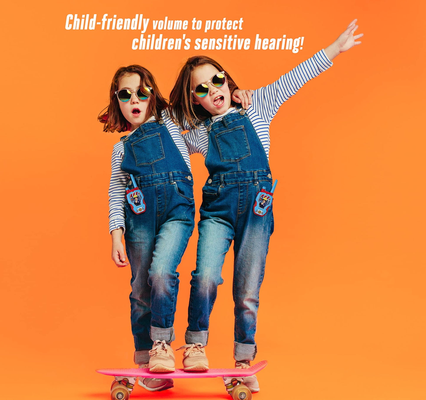 Dickie Toys – Walkie Talkie Feuerwehrmann Sam – 2 Dispozitive de Comunicație, Special Concepute pentru Copii de la 4 Ani, cu O Rază de Acțiune de Până la 100 m, Jucării de Comunicație Roșii