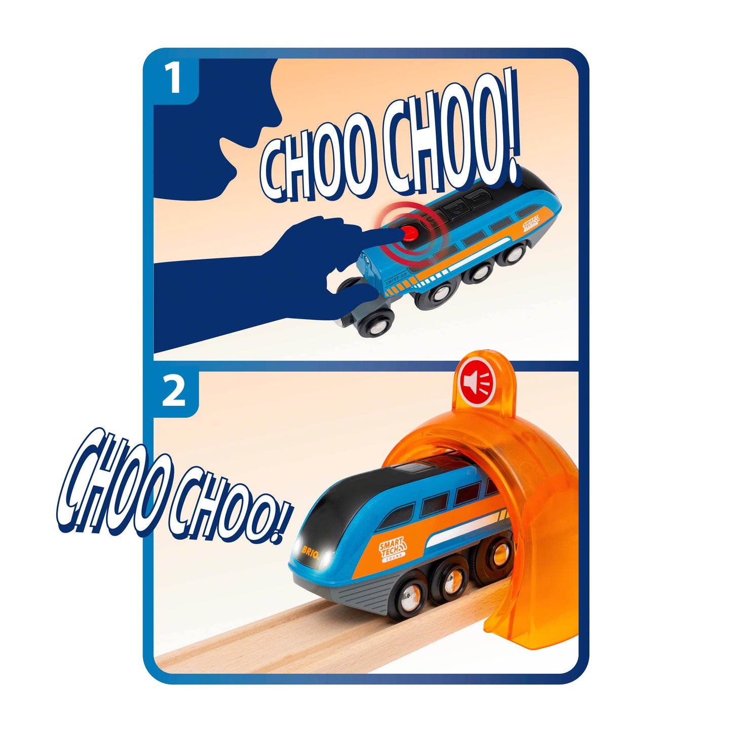 BRIO World 33971 Tren Electric cu Sunete Smart Tech și Funcție de Înregistrare, cu Tunel - Jucărie Interactivă Recomandată de la 3 Ani