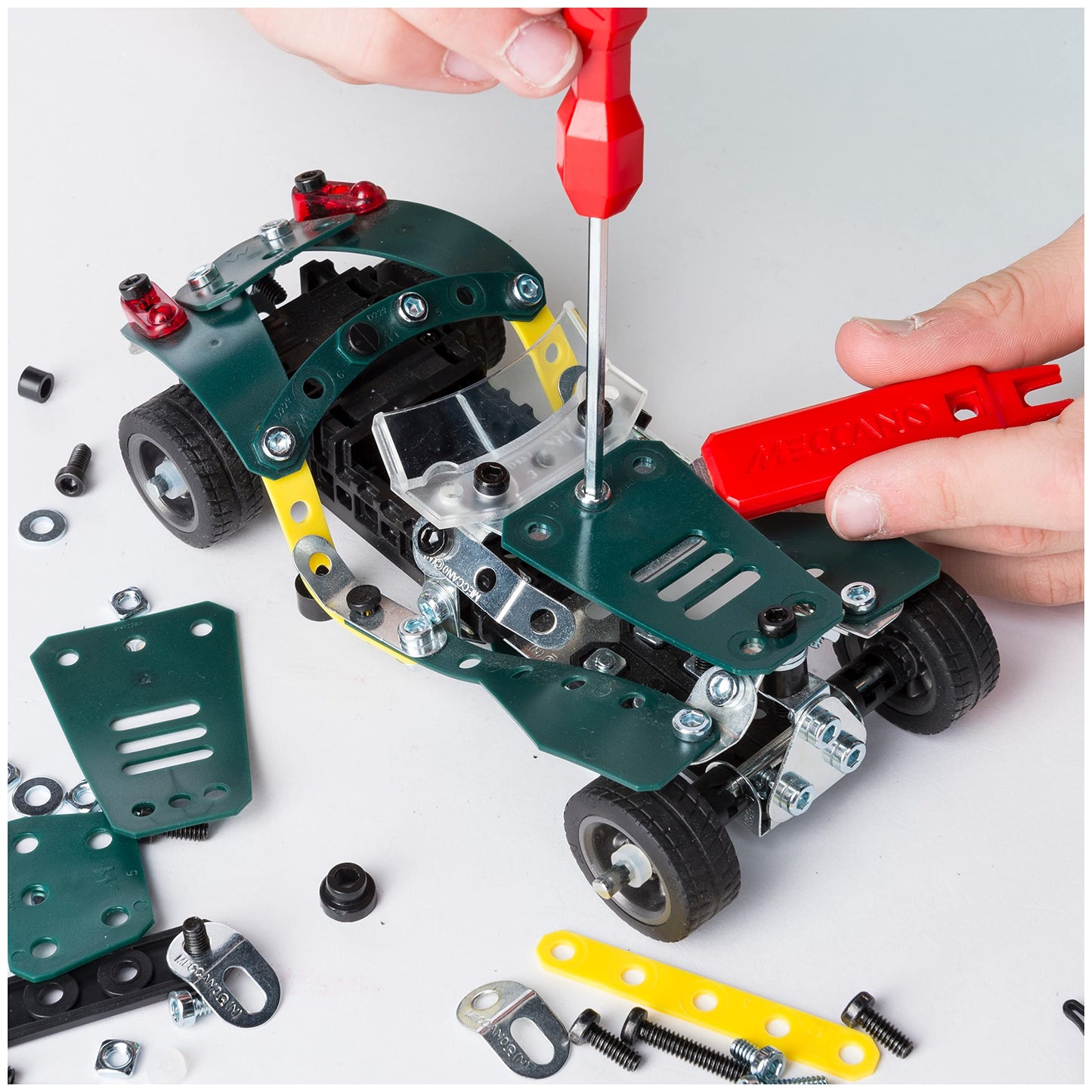 MECCANO Erector 5 în 1 Kit de Construcție Roadster cu Împingere, pentru vârste de 8 ani și peste, Jucărie Educațională STEM
