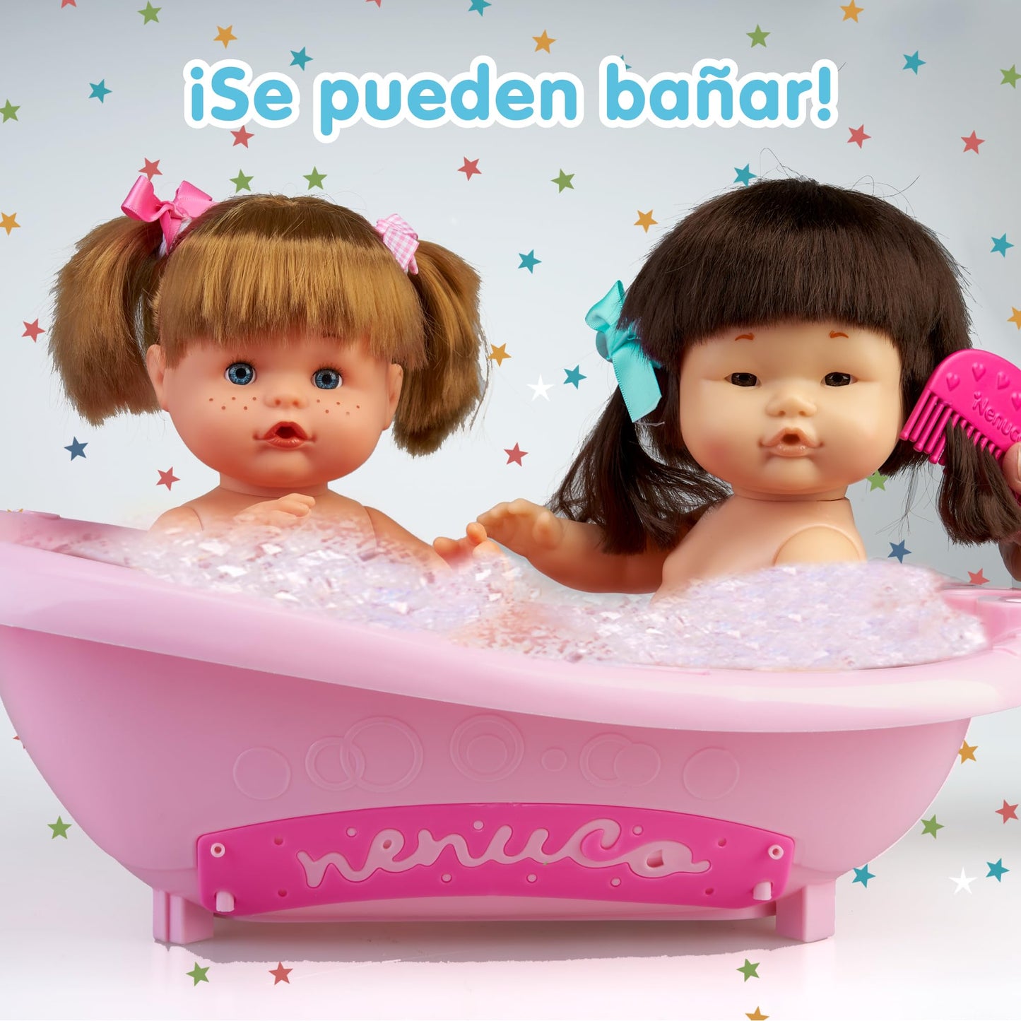 Nenuco Famosa - Ani și ONA Look Nou, 2 păpuși Oficiale ale Canalului de Youtube, cu Rochii Personalizate, păpușă bebeluș cu păr de 35cm și Corp Duro, pentru băieți și fete de la 3 ani, NFN73000