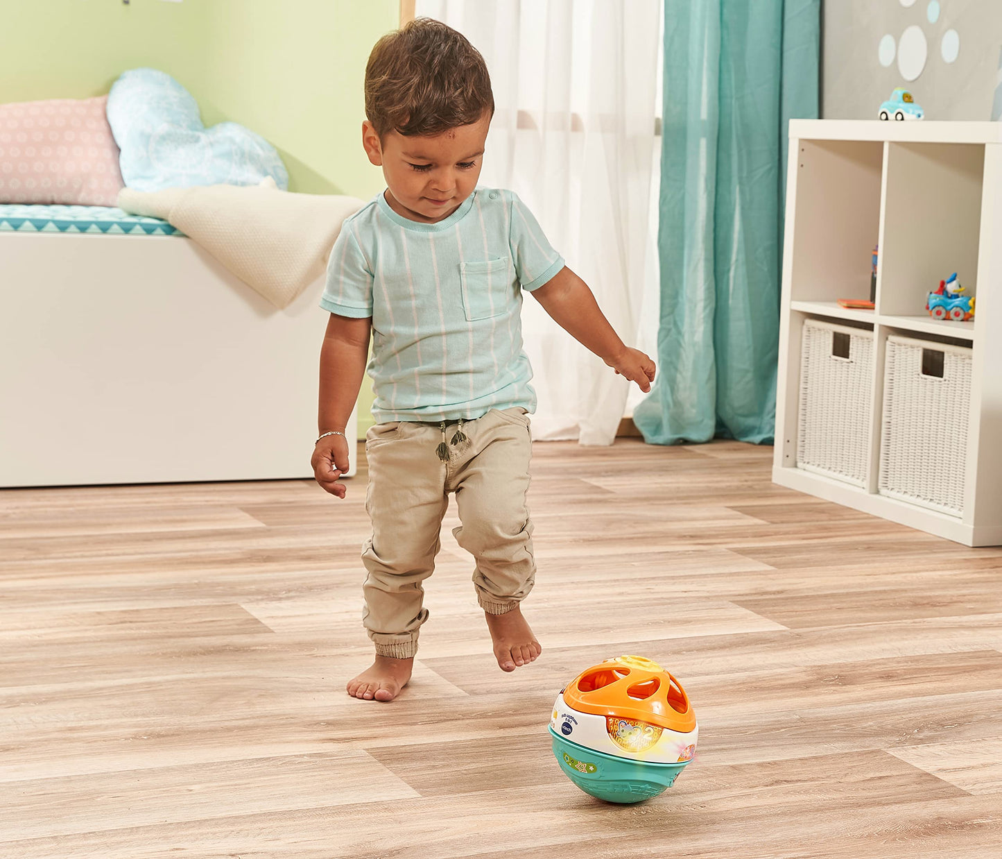 VTech Baby 3-in-1 Muzical Magic Ball – Jucărie interactivă pentru bebeluși, se mișcă singură și cântă – Pentru copii de 9-36 luni