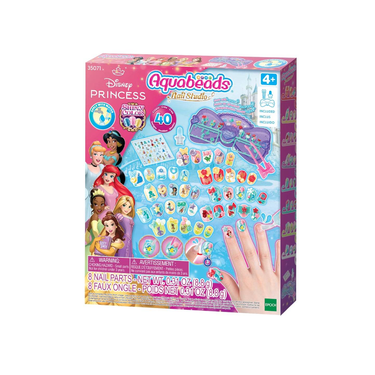 Aquabeads Studioul de Unghii cu Prințese Disney, 35071, Set cu Perle de Apă, Set pentru Unghii, Activitate Creativă pentru Copii de la 4 Ani, Fără Necesitatea de Călcare sau Lipire