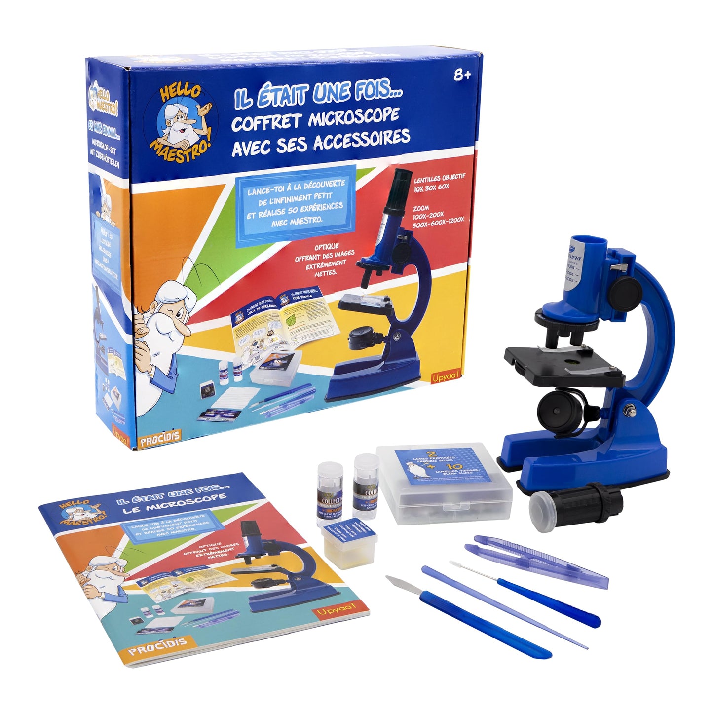 SILVERLIT – Microscop Zoom 100-1200 – 66 accesorii + 50 experimente științifice – pentru copii de la 8 ani – Kit în limba franceză