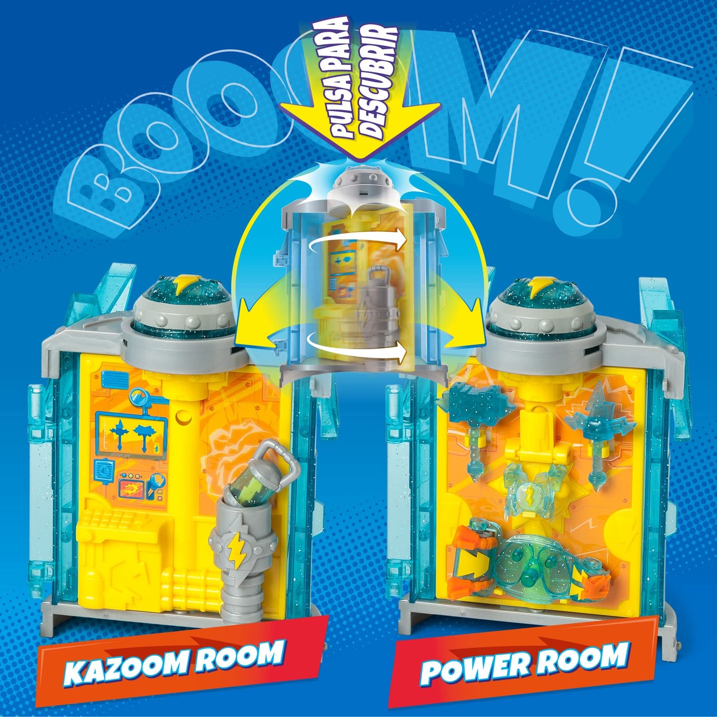 SUPERTHINGS Baza Secretă Kazoom Power, Include 1 Kazoom Kid și 1 SuperThing exclusiv, plus multe Accesorii