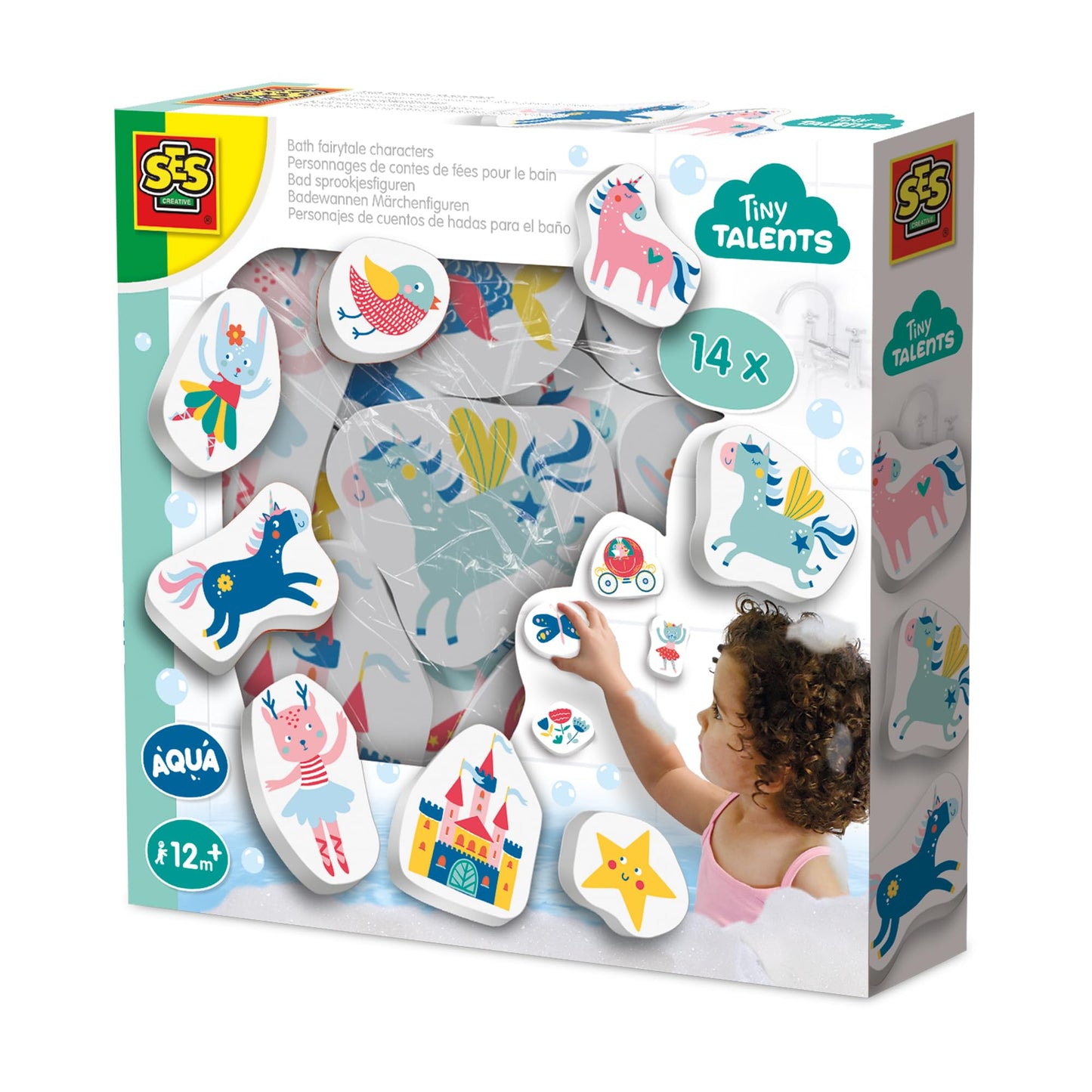 SES Creative 13079 Set de joacă pentru baie cu figurine din basme din spumă moale pentru copii de la 12 luni, culori diverse